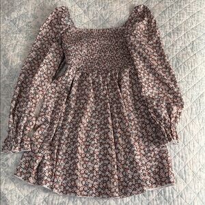 SHEIN Floral Long Sleeve Dress - Red and White